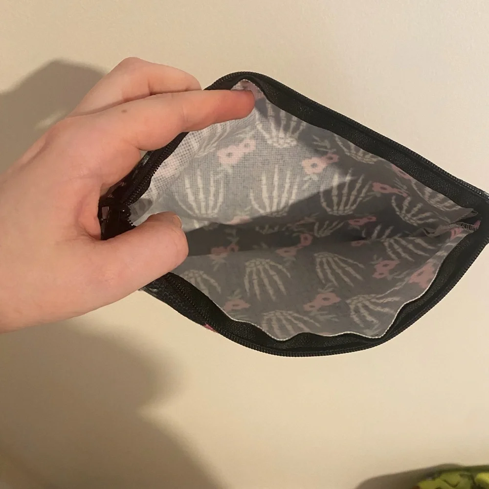 Skeleton Hand Floral Pouch